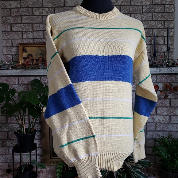 Knit Sweater Men's Women's Preppy Korea Top Retro 80s Style - Picture 1 of 6